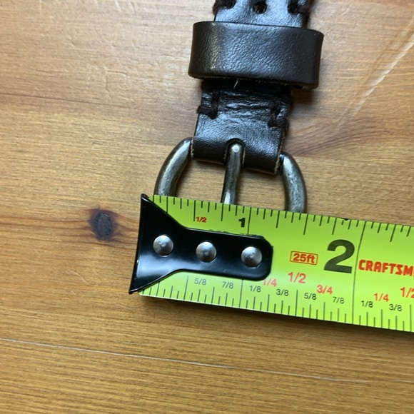 Brown twist belt with raw edge, silver buckle - Picture 4 of 8